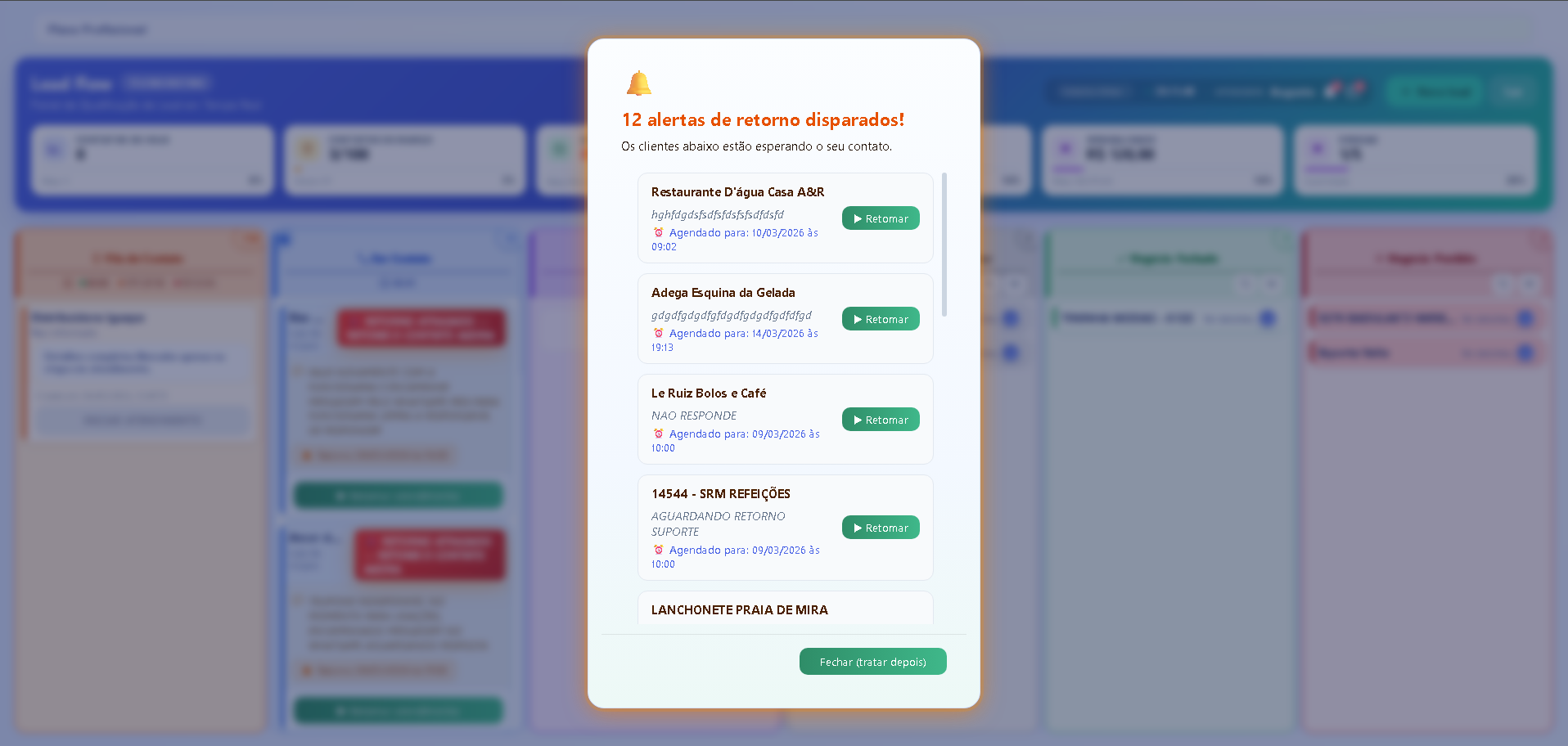 Alertas de Pendências